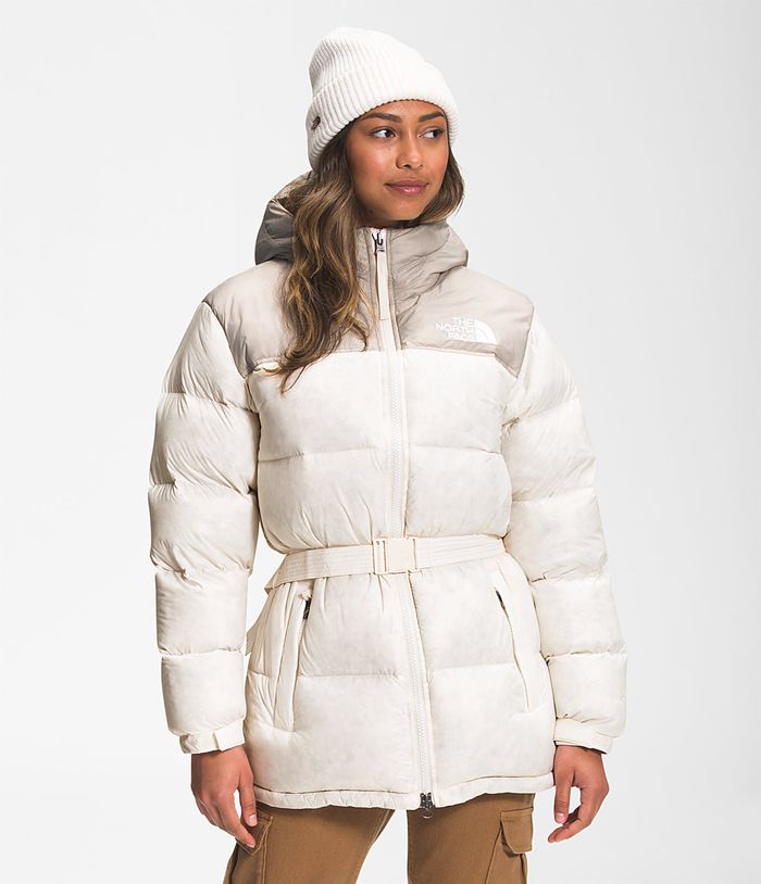 The North Face Puffer Jacket Nuptse Belted Mid White - Womens - Thailand GVJRX-4328